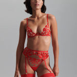 Bluebella MARIAN Suspender (Tomato Red/Sheer) | Avec Amour Sexy Lingerie