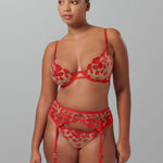 Bluebella MARIAN Suspender (Tomato Red/Sheer) | Avec Amour Sexy Lingerie