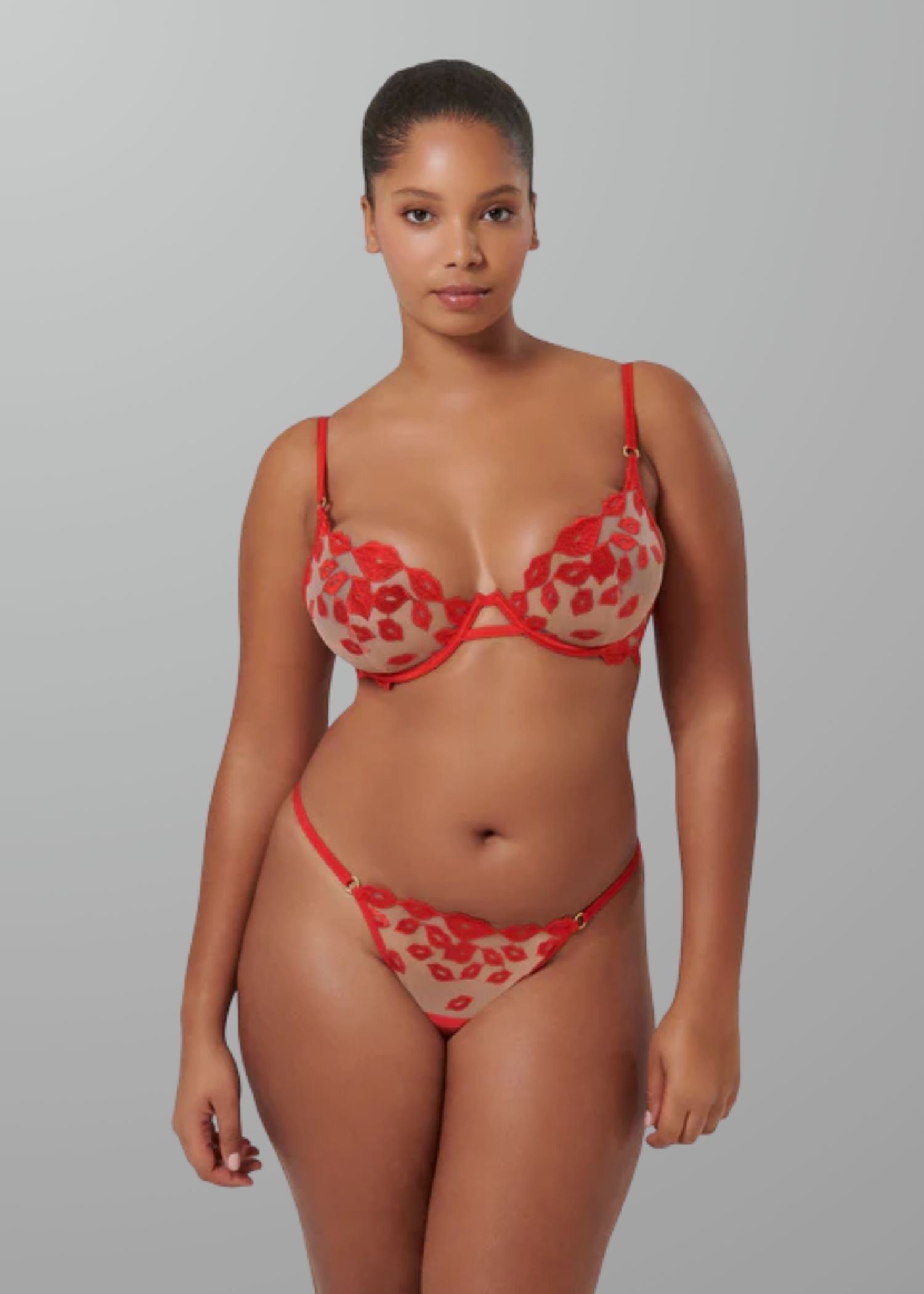 Bluebella MARIAN Thong (Tomato Red/Sheer) | Avec Amour Sexy Lingerie