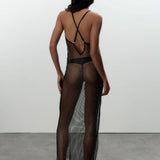 Bluebella Noor Sheer Mesh Long Chemise (Black) | Avec Amour Lingerie