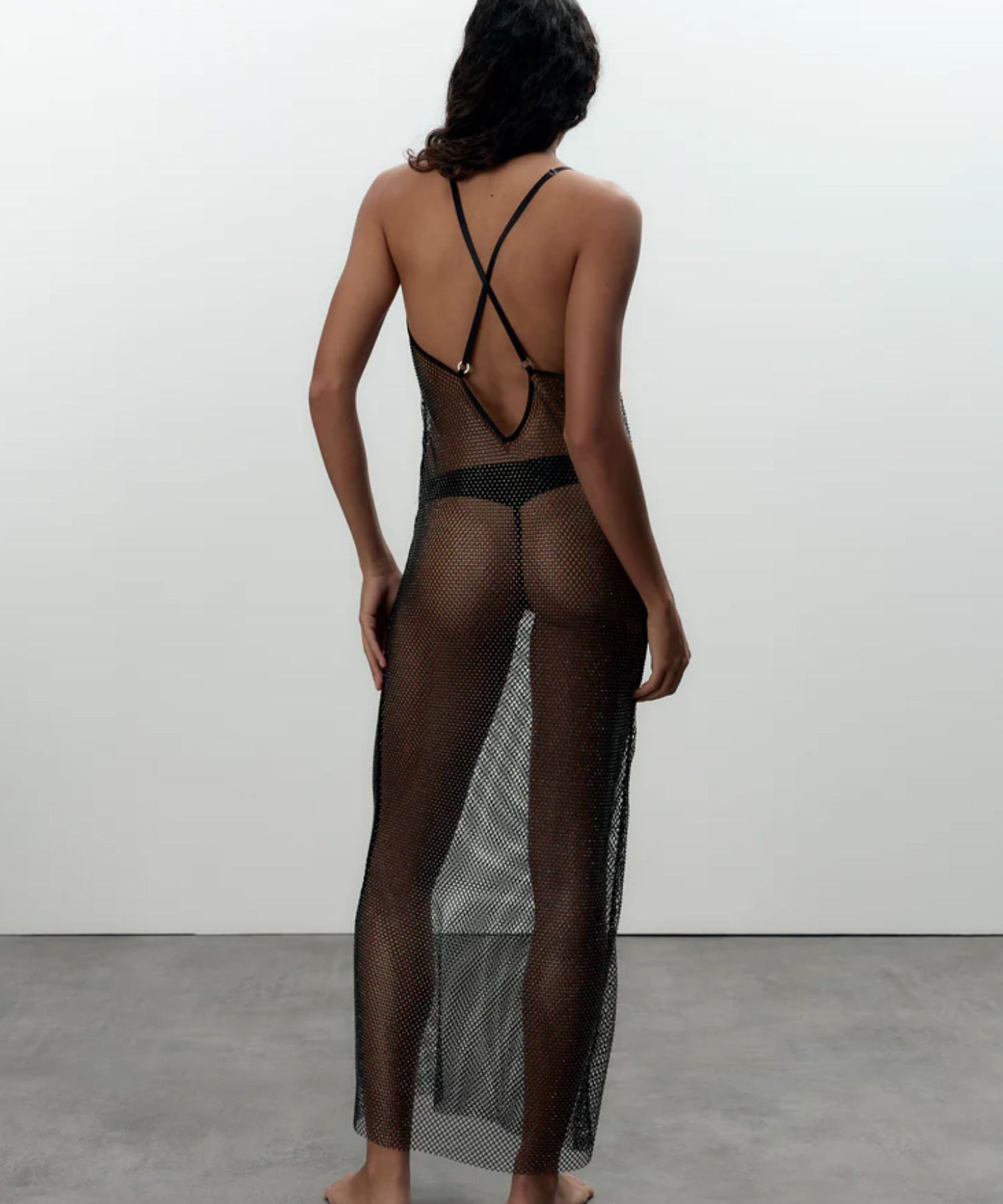 Bluebella Noor Sheer Mesh Long Chemise (Black) | Avec Amour Lingerie