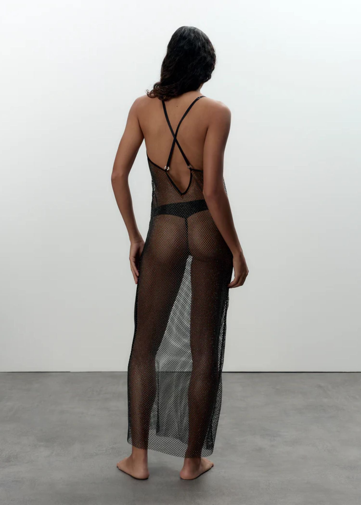 Bluebella Noor Sheer Mesh Long Chemise (Black) | Avec Amour Lingerie