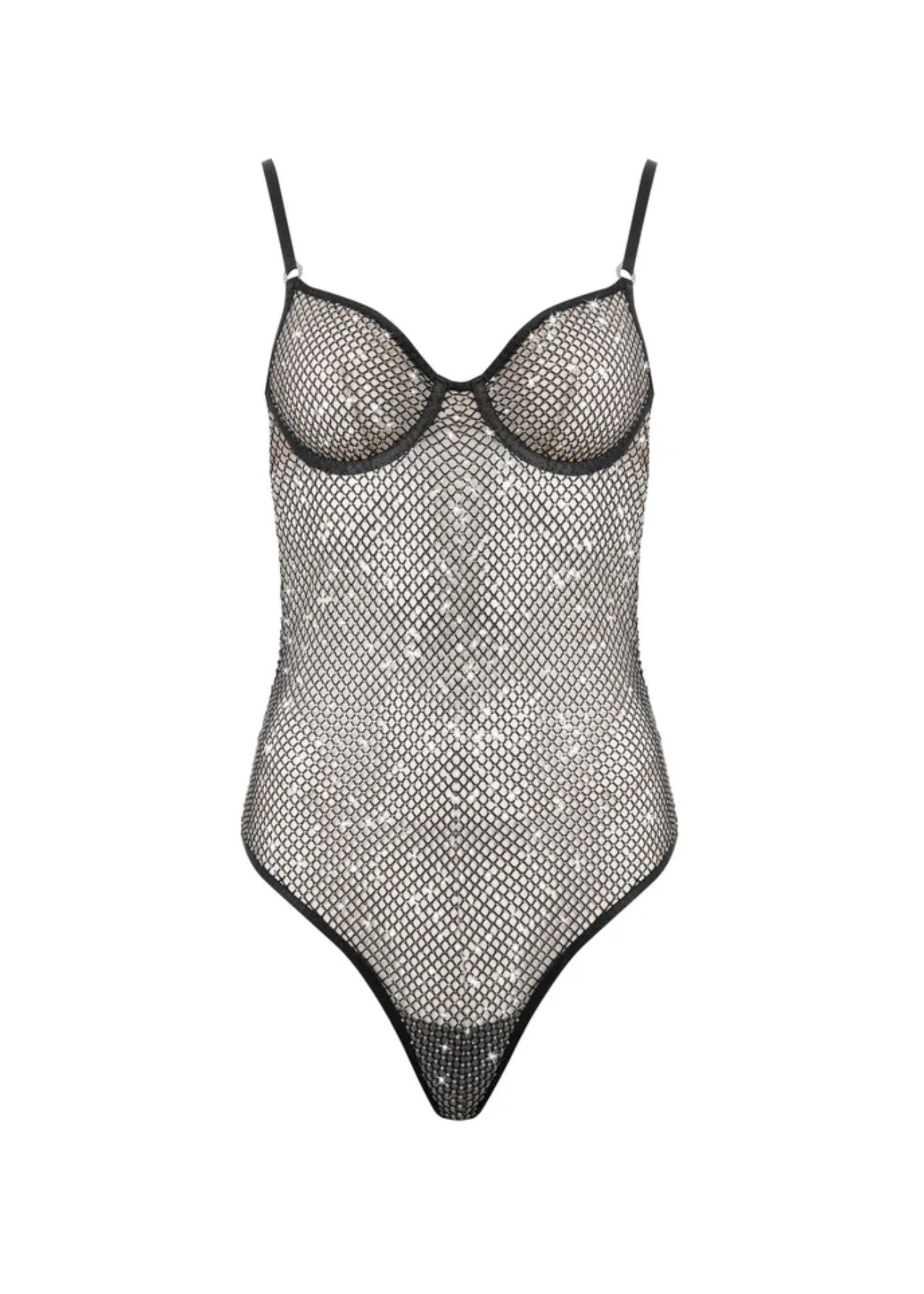 Bluebella Noor Wired Mesh Bodysuit (Black) | Avec Amour Lingerie