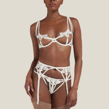 Nova Bra, Thong, and Suspender Set (Ivory)