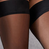 Bluebella Plain Top Hold Ups (Black) | Avec Amour Lingerie