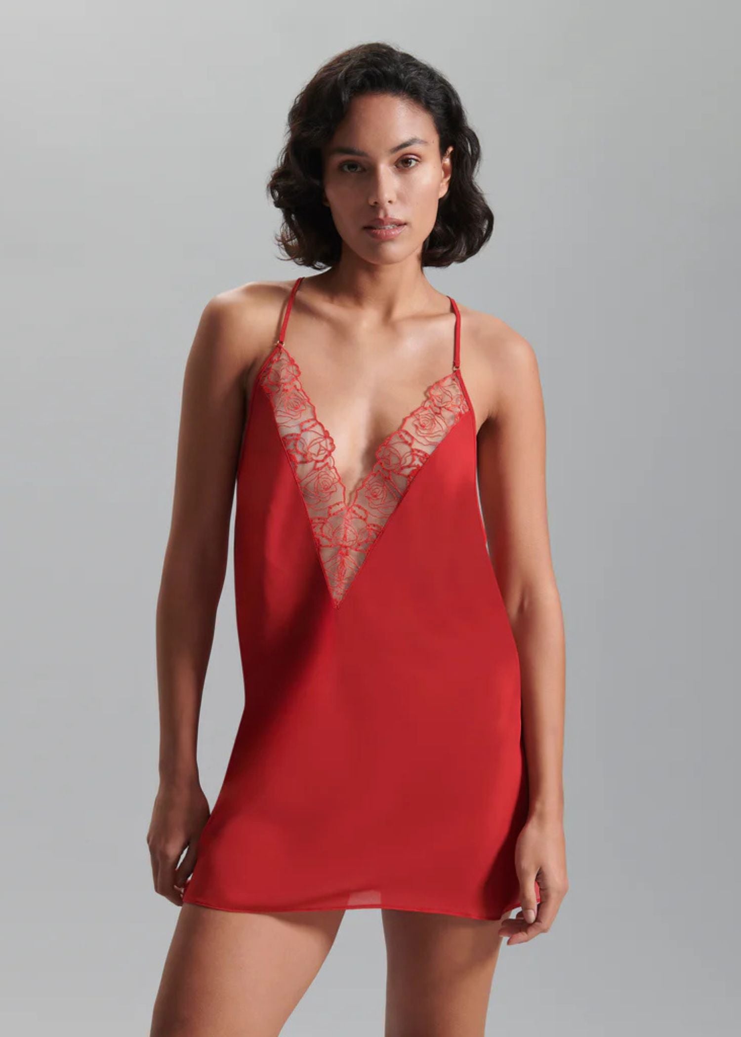 Bluebella Rosalie Short Chemise Slip (Red) | Avec Amour Lingerie