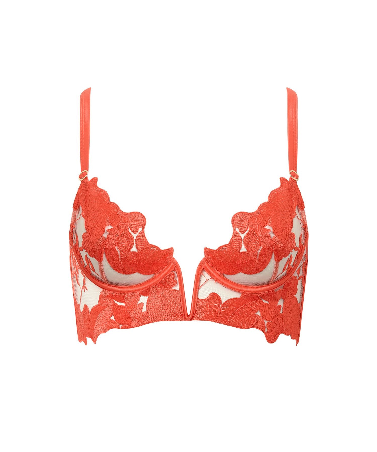 Bluebella Serenity Wired Longline Bra (Hot Coral / Sheer) | Avec Amour Lingerie