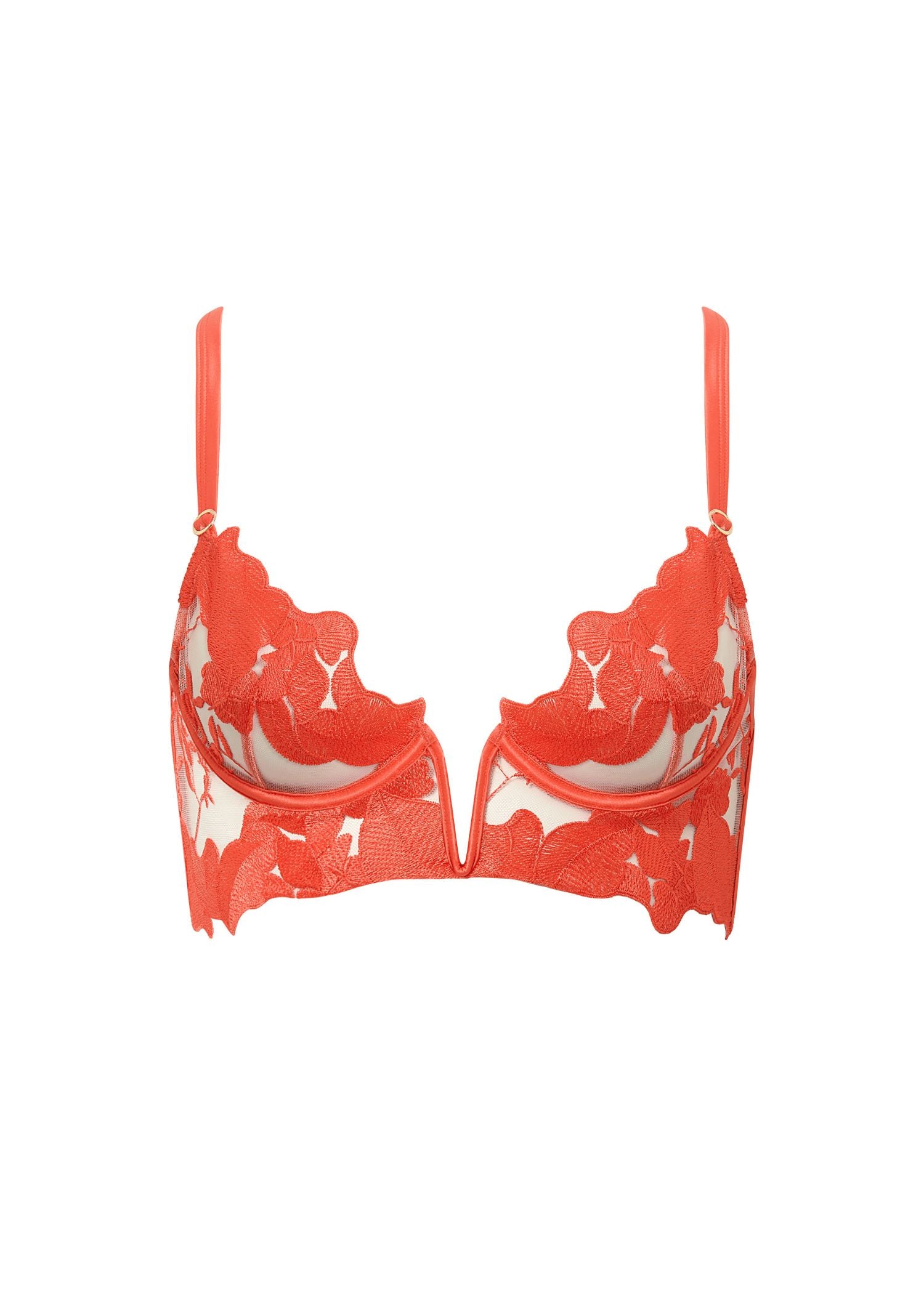 Bluebella Serenity Wired Longline Bra (Hot Coral / Sheer) | Avec Amour Lingerie