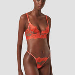 Bluebella Serenity Wired Longline Bra (Hot Coral / Sheer) | Avec Amour Lingerie