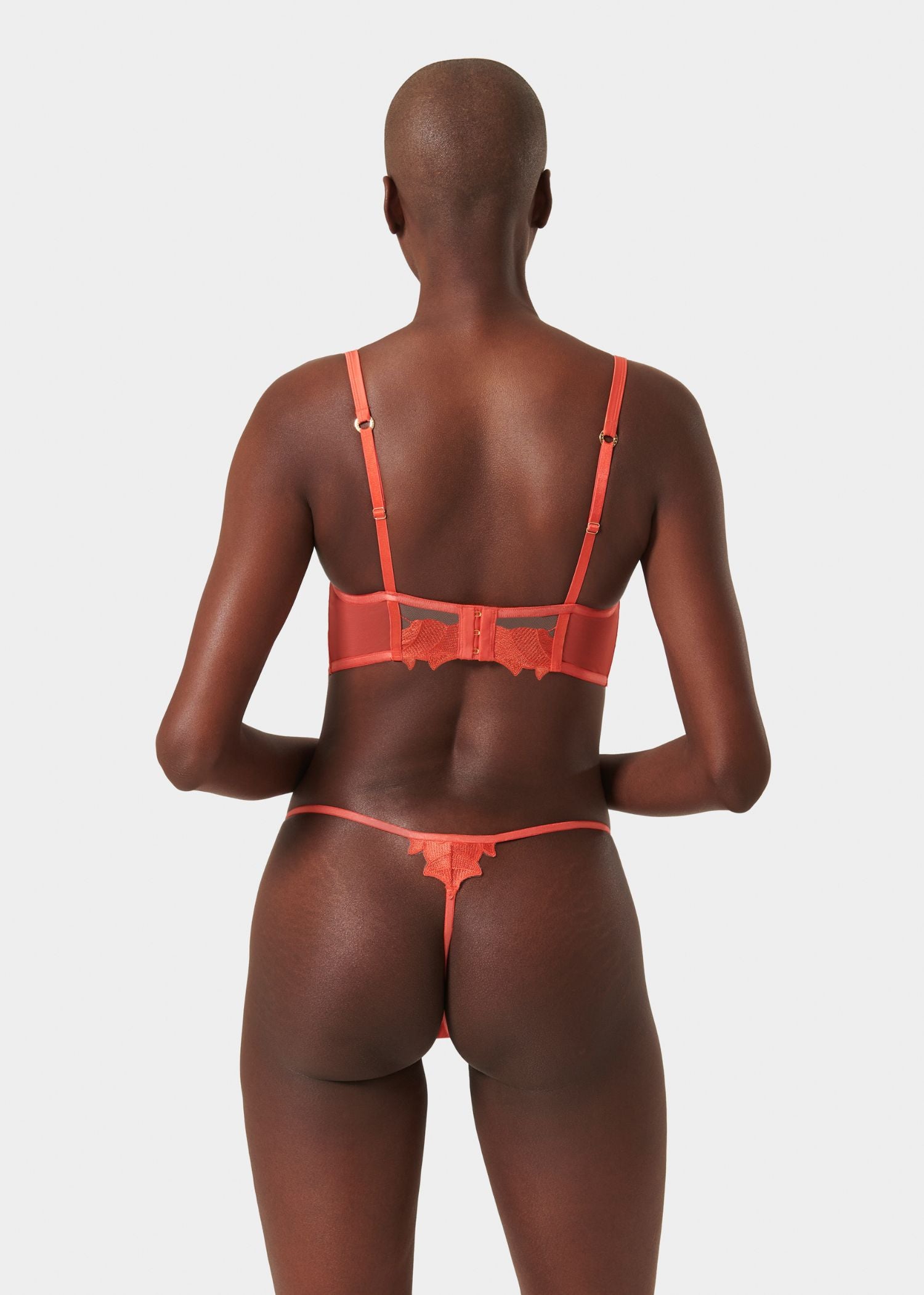 Bluebella Serenity Wired Longline Bra (Hot Coral / Sheer) | Avec Amour Lingerie