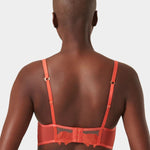Bluebella Serenity Wired Longline Bra (Hot Coral / Sheer) | Avec Amour Lingerie