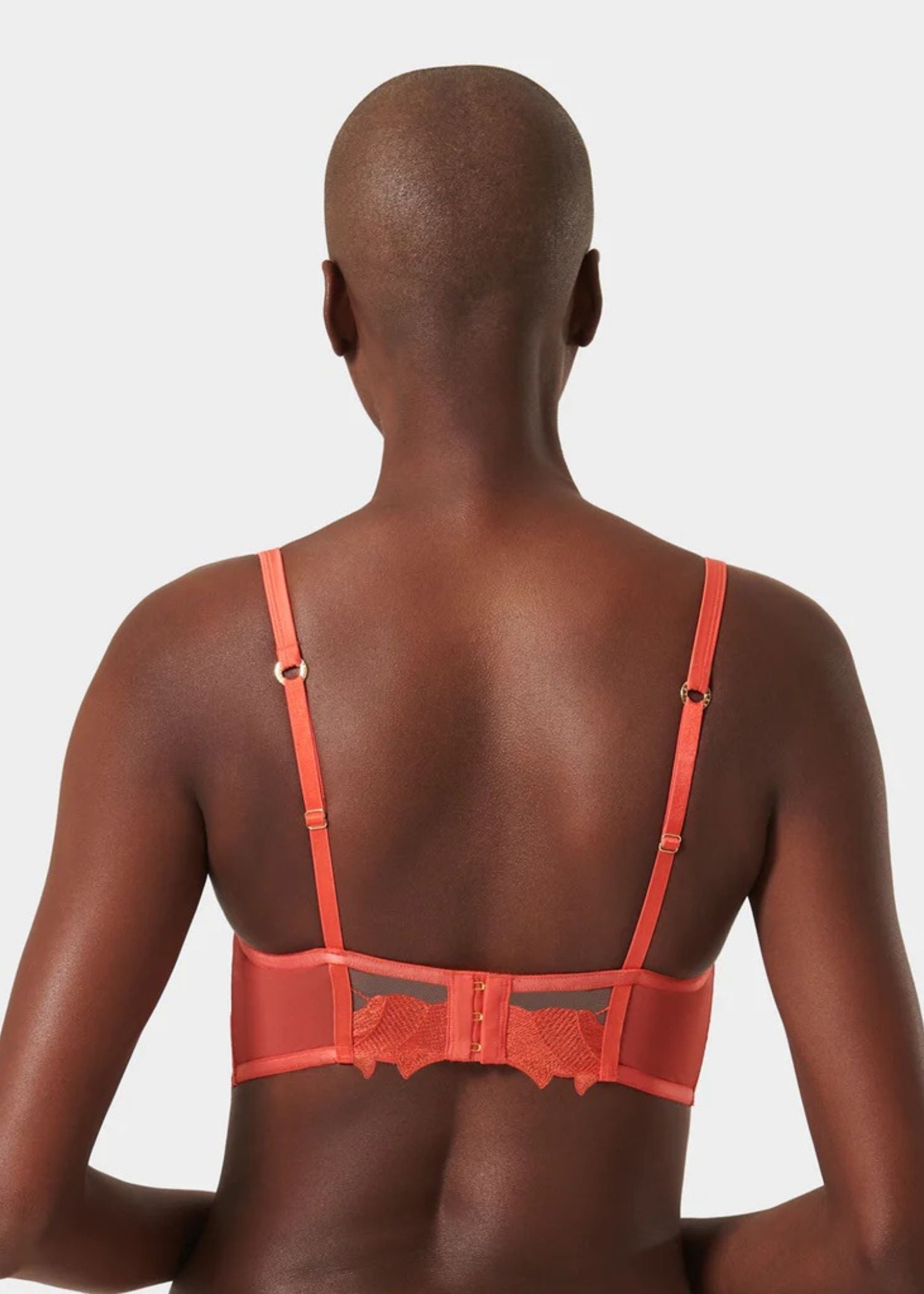 Bluebella Serenity Wired Longline Bra (Hot Coral / Sheer) | Avec Amour Lingerie