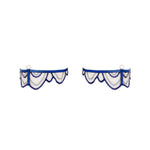 Bluebella Soraya Embroidery Detachable Garter Belt Lingerie in Navy Blue and Nude Mesh