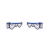 Bluebella Soraya Embroidery Detachable Garter Belt Lingerie in Navy Blue and Nude Mesh