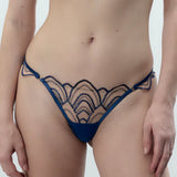 Bluebella Soraya Embroidery Panty Brief in Navy Blue and Nude Mesh