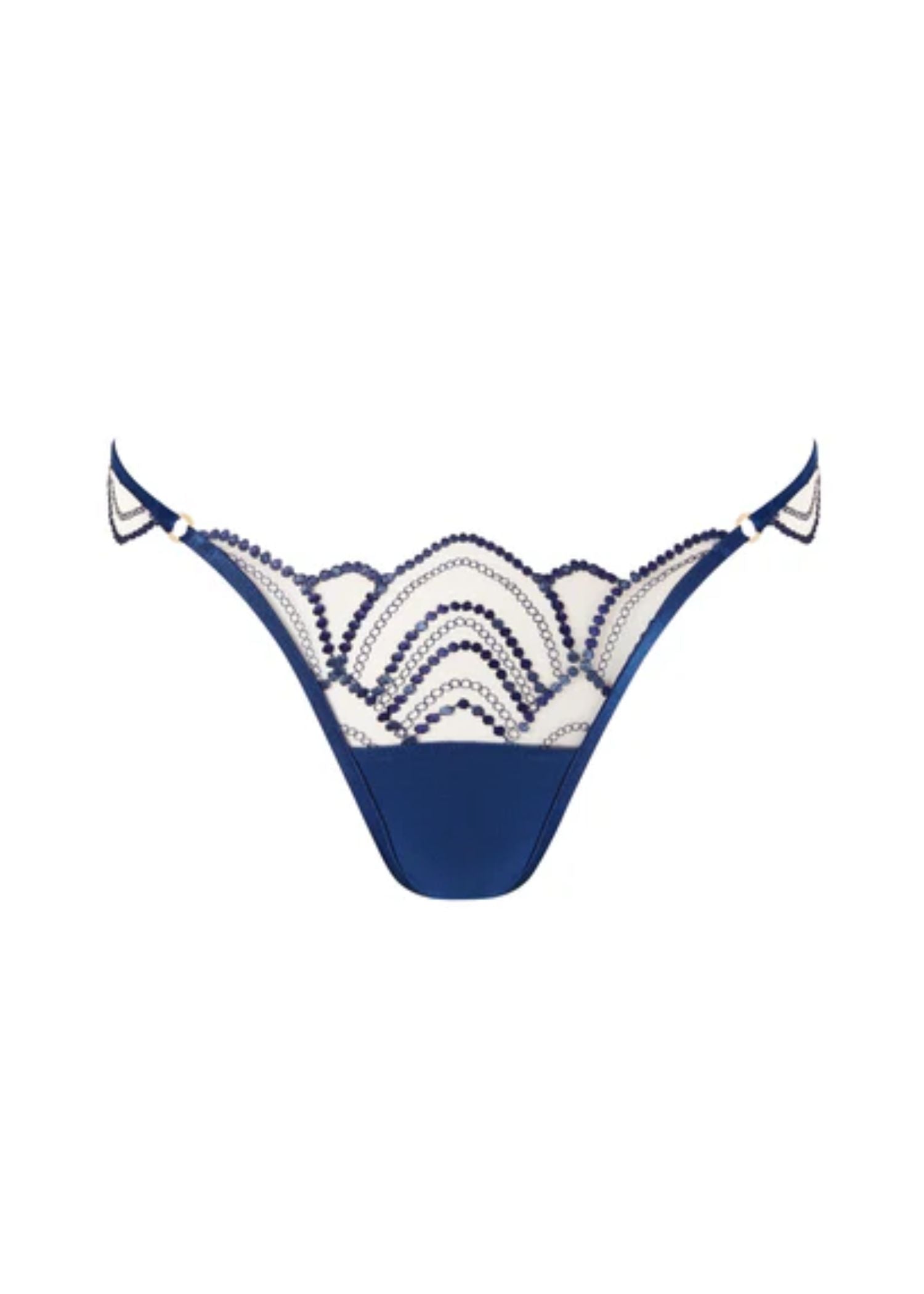 Bluebella Soraya Embroidery Panty Brief in Navy Blue and Nude Mesh
