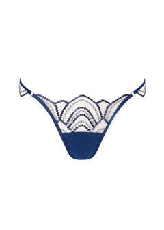Bluebella Soraya Embroidery Panty Brief in Navy Blue and Nude Mesh