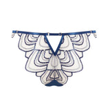 Bluebella Soraya Embroidery Panty Brief in Navy Blue and Nude Mesh