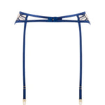 Bluebella Soraya Embroidery Suspender Belt Lingerie in Navy Blue and Nude Mesh