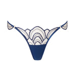 Bluebella Soraya Embroidery Thong in Navy Blue and Nude Mesh