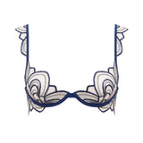 Bluebella Soraya Underwired Embroidery Bra in Navy Blue and Nude Mesh