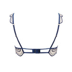 Bluebella Soraya Underwired Embroidery Bra in Navy Blue and Nude Mesh