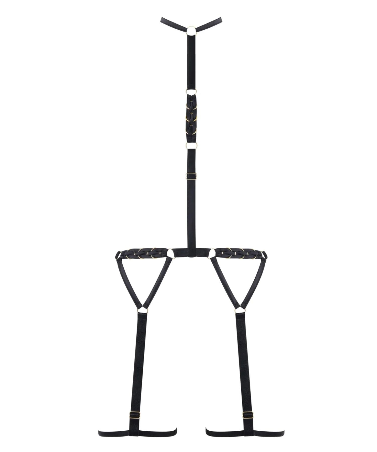 Bluebella Suri Collar Thigh Harness (Black) | Avec Amour Lingerie