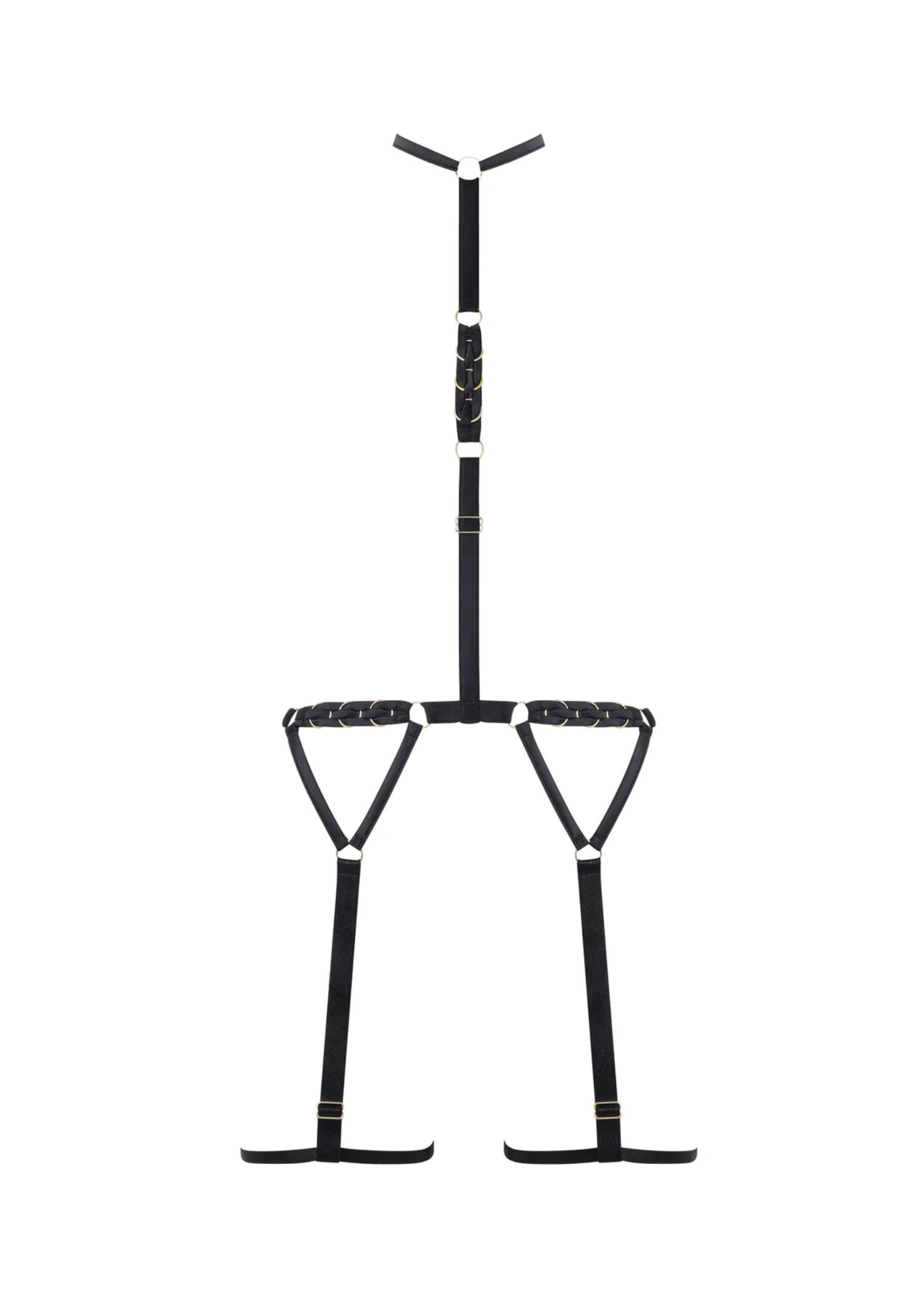 Bluebella Suri Collar Thigh Harness (Black) | Avec Amour Lingerie