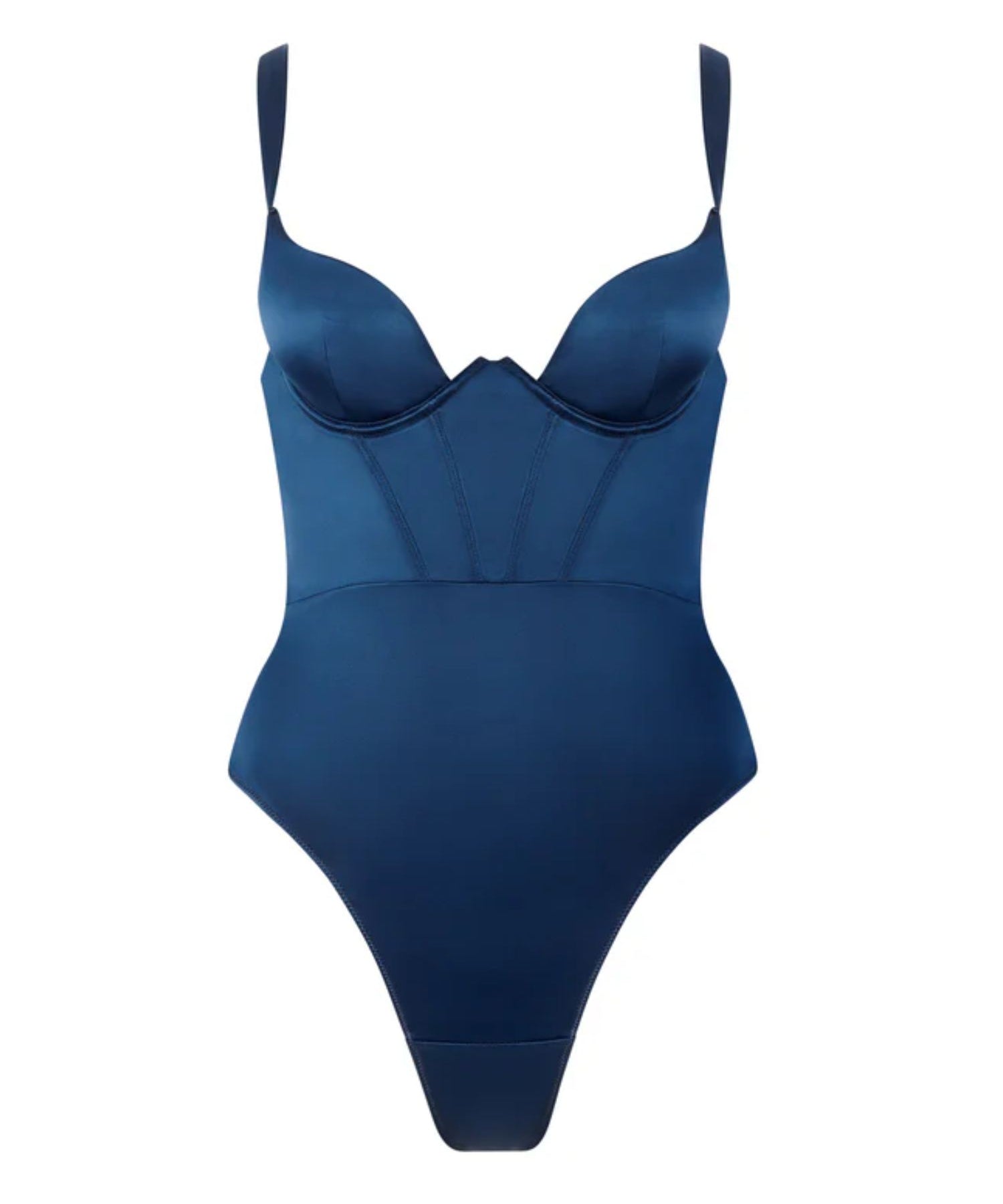 Bluebella Verona Satin Push Up Bodysuit (Navy Blue) | Avec Amour Lingerie