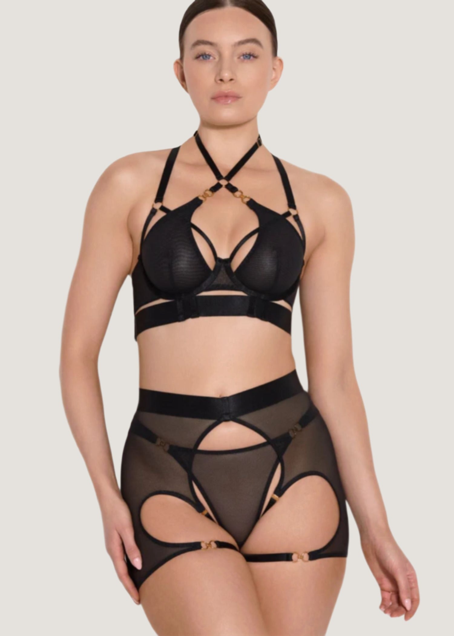 Bordelle Cadi Ouvert Garter Brief (Black) | Avec Amour Luxury Lingerie