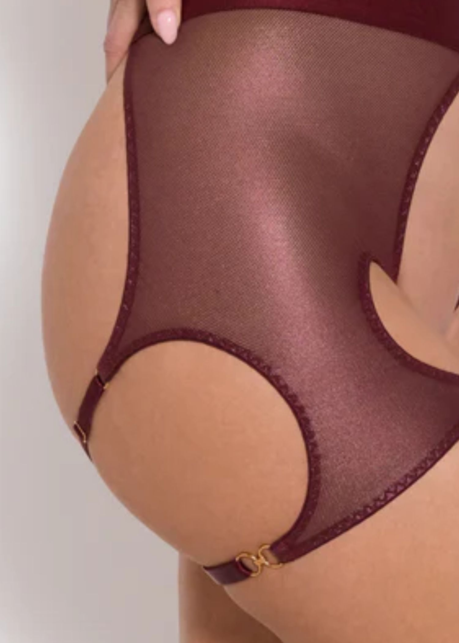 Bordelle Cadi Ouvert Garter Brief (Morello) | Avec Amour Luxury Lingerie