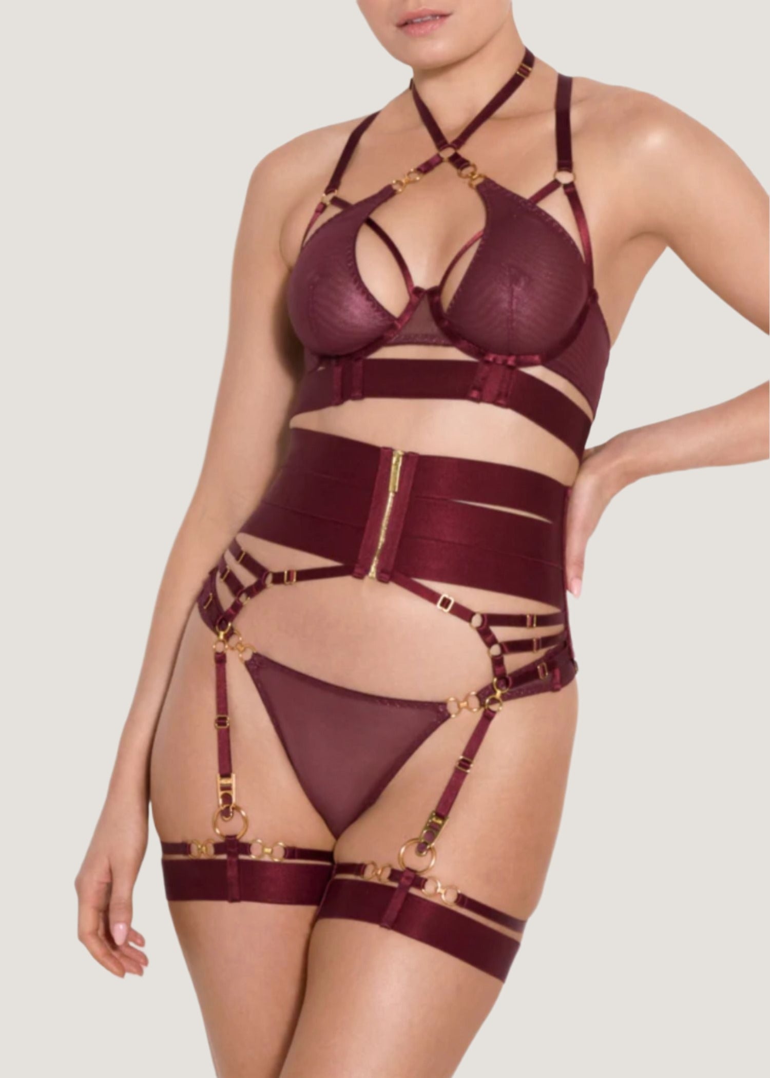 Bordelle Circe Suspender (Morello) | Avec Amour Luxury Lingerie