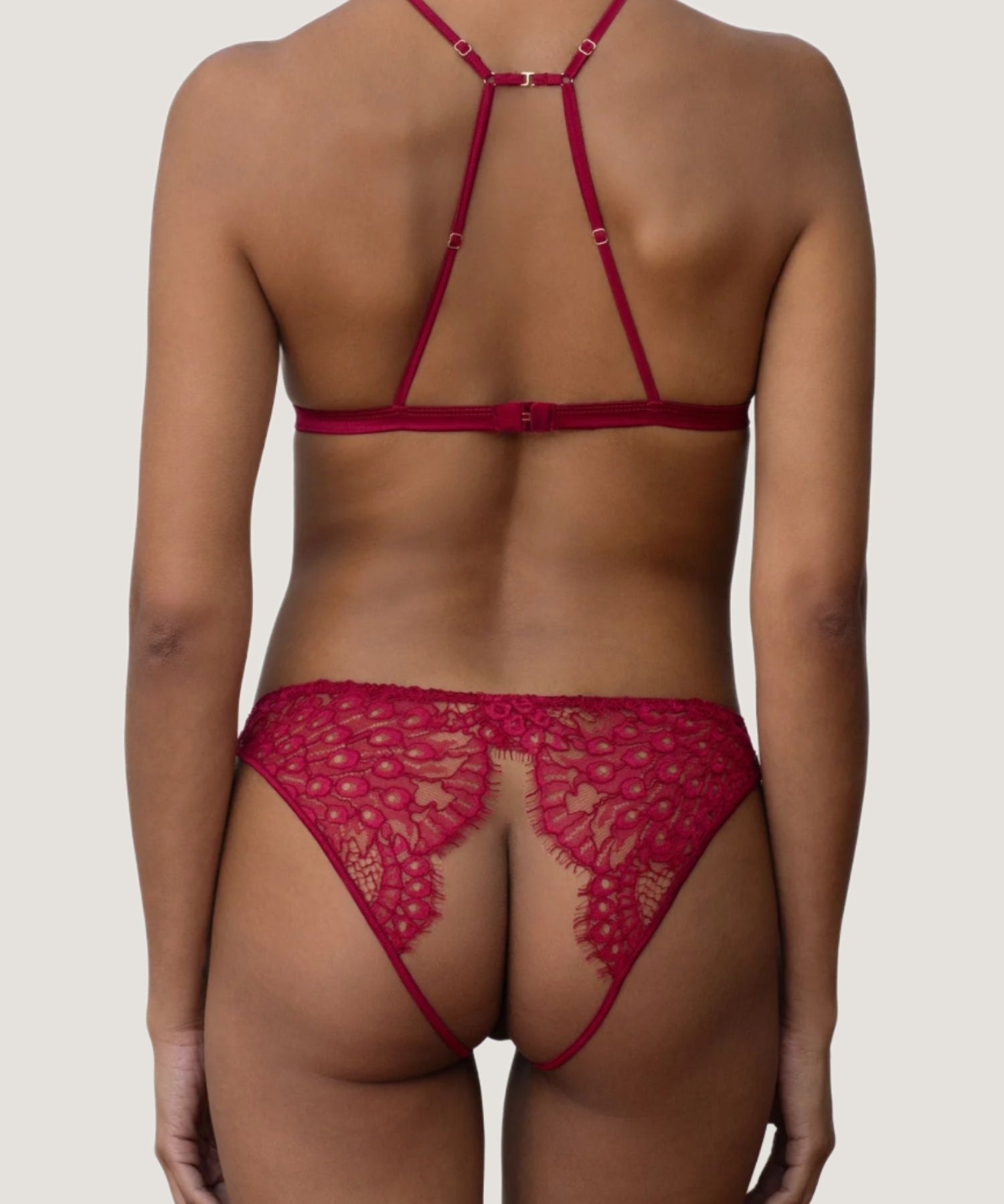 Coco de Mer Astrantia Open Knicker (Crimson) | Avec Amour Lingerie