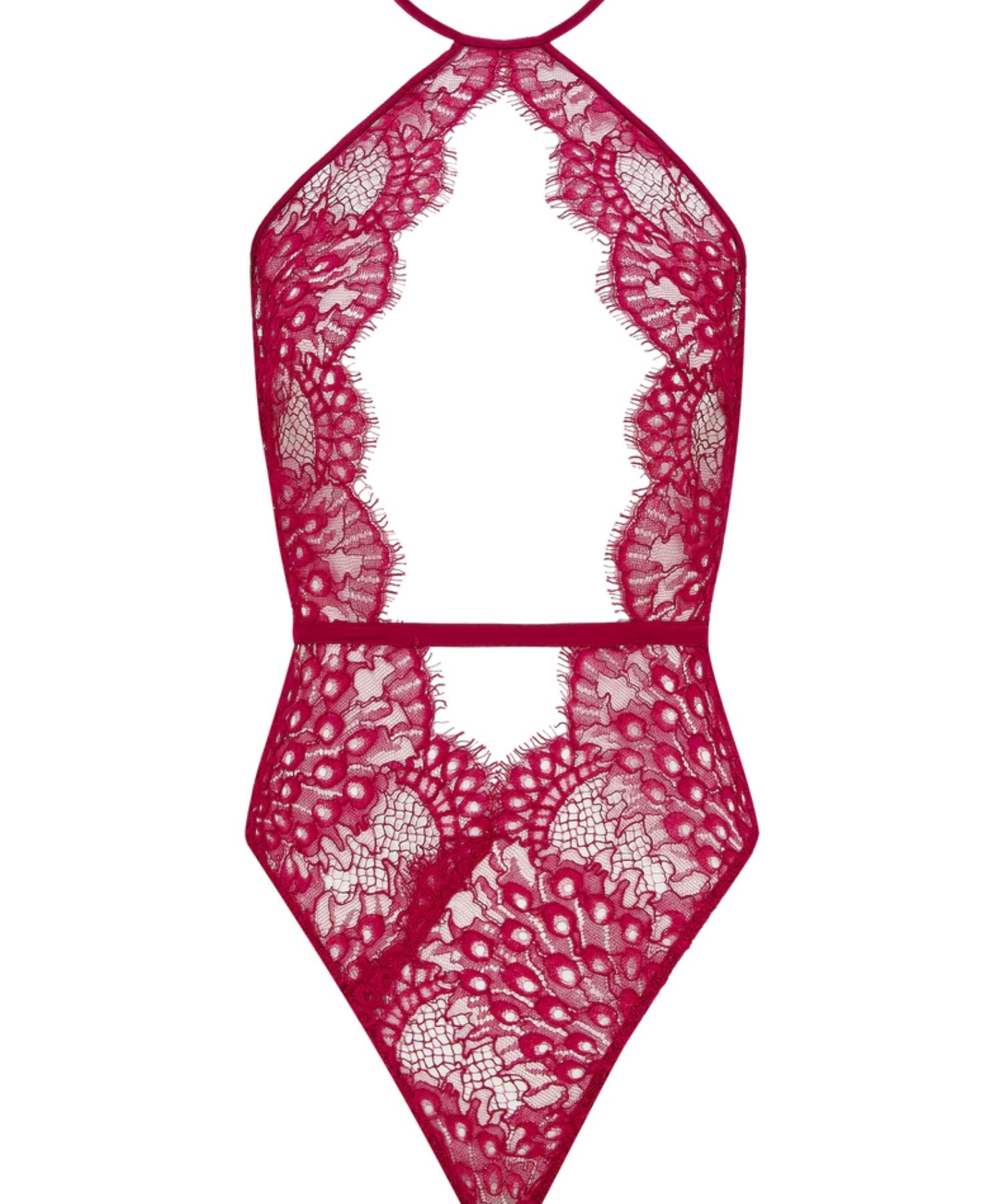 Coco de Mer Astrantia Playsuit (Crimson) | Avec Amour Lingerie