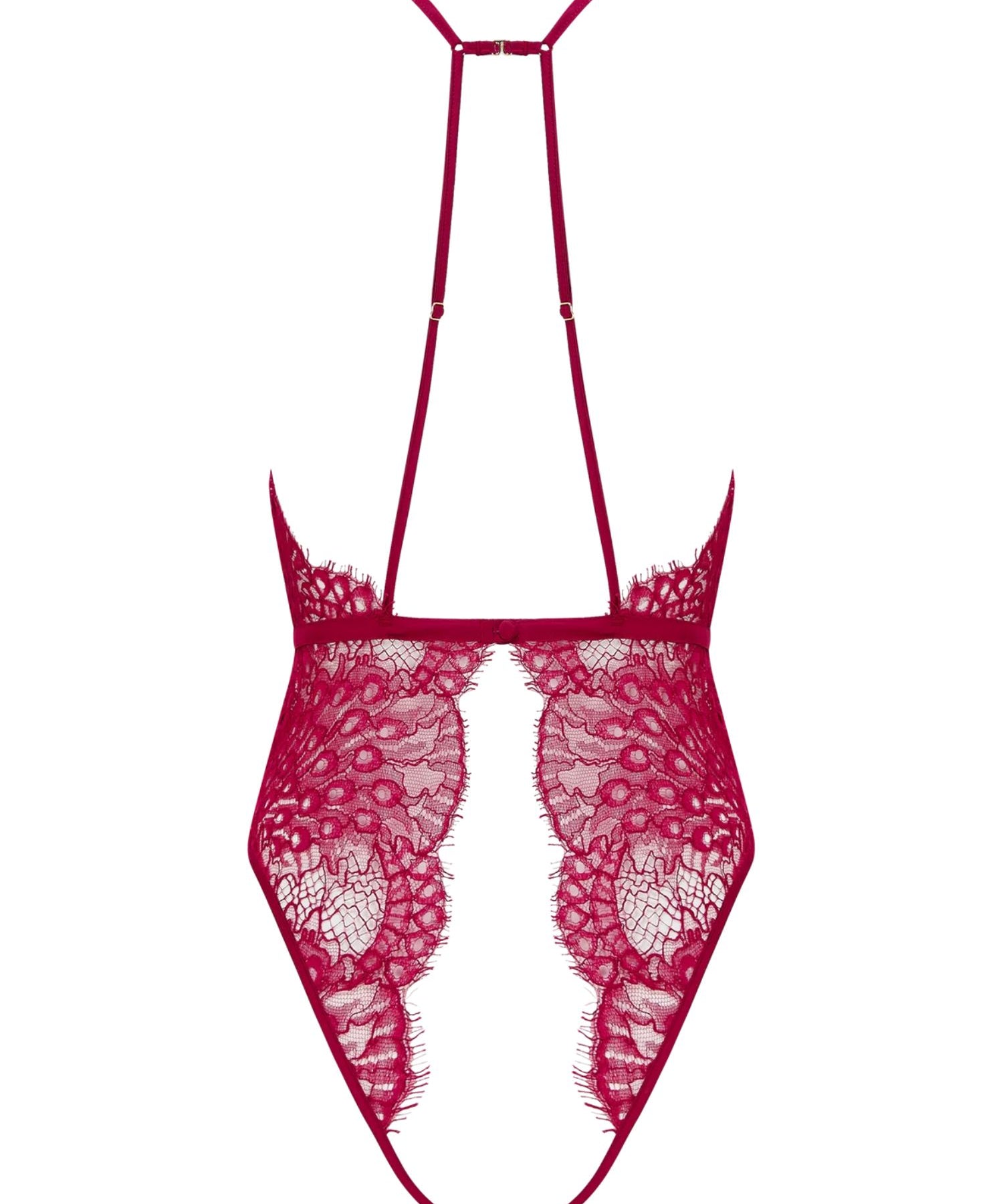 Coco de Mer Astrantia Playsuit (Crimson) | Avec Amour Lingerie