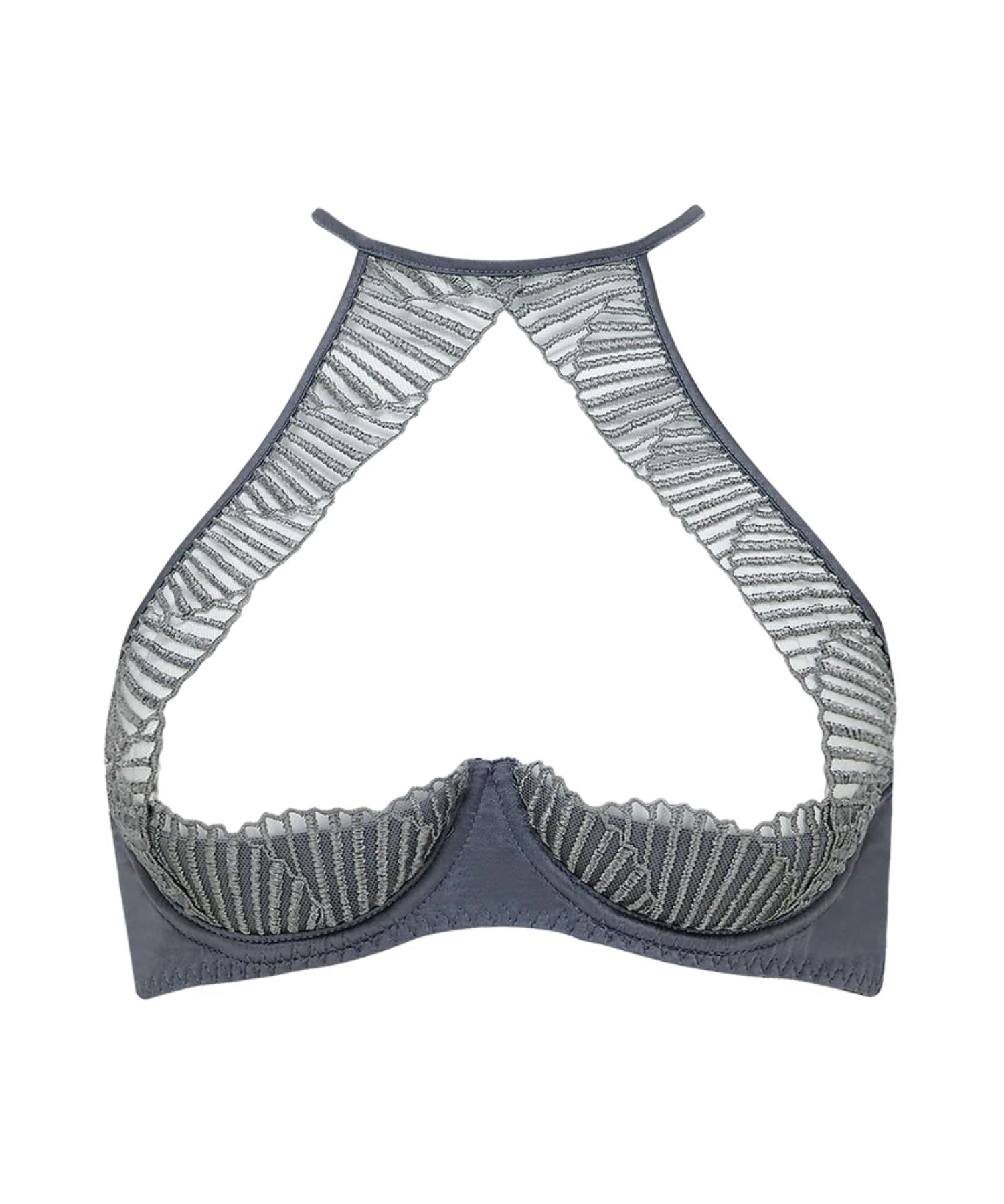 Coco de Mer Athena Quarter Cup Bra (Silver) - Avec Amour Lingerie
