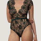 Coco de Mer Hera Lace Bodysuit (Deep Green) | Avec Amour Luxury Lingerie