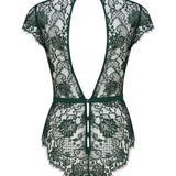 Coco de Mer Hera Lace Bodysuit (Deep Green) | Avec Amour Luxury Lingerie