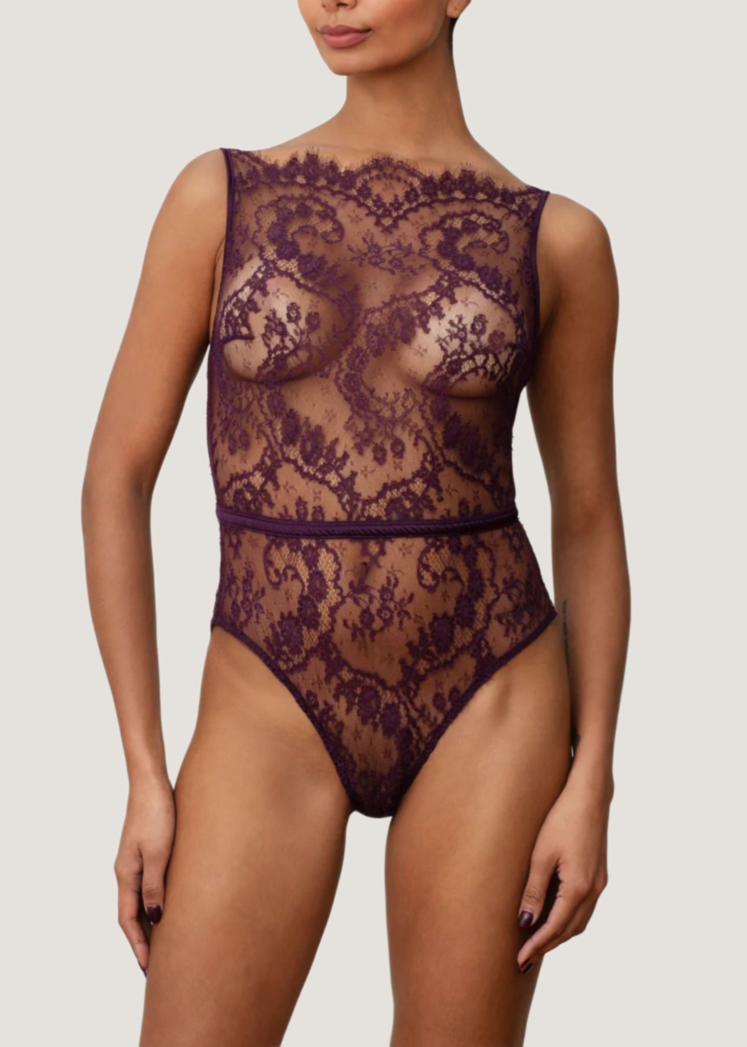 Coco de Mer Lunaria Bodysuit (Amethyst) | Avec Amour Luxury Lingerie