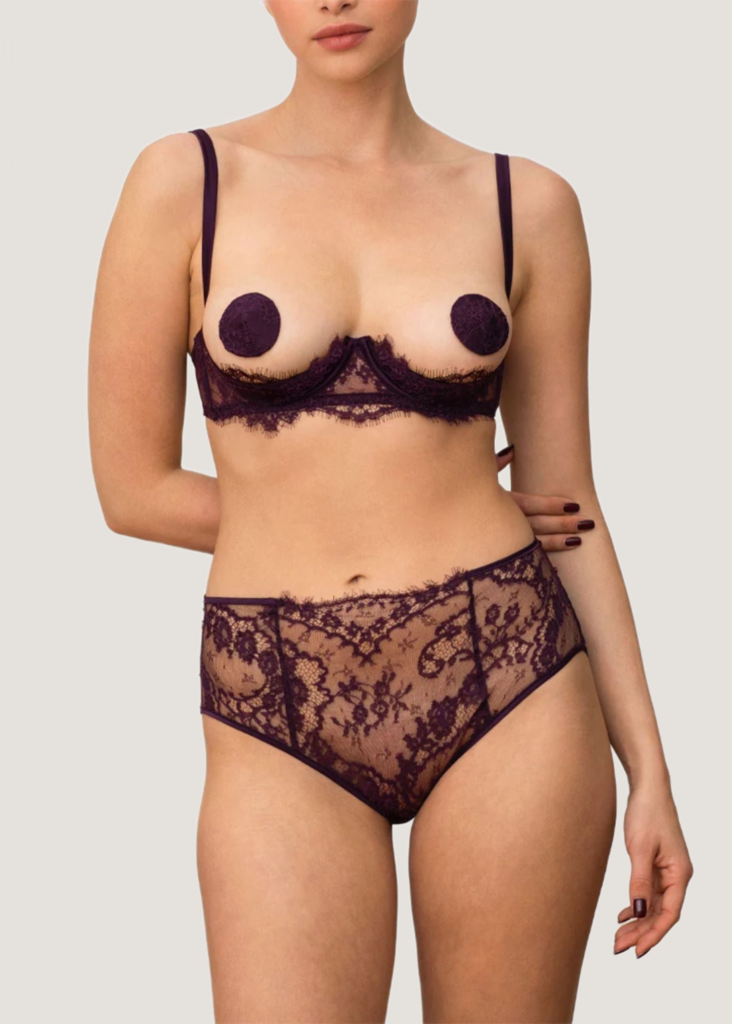 Coco de Mer Lunaria Quarter Cup Bra (Amethyst) | Avec Amour Luxury Lingerie