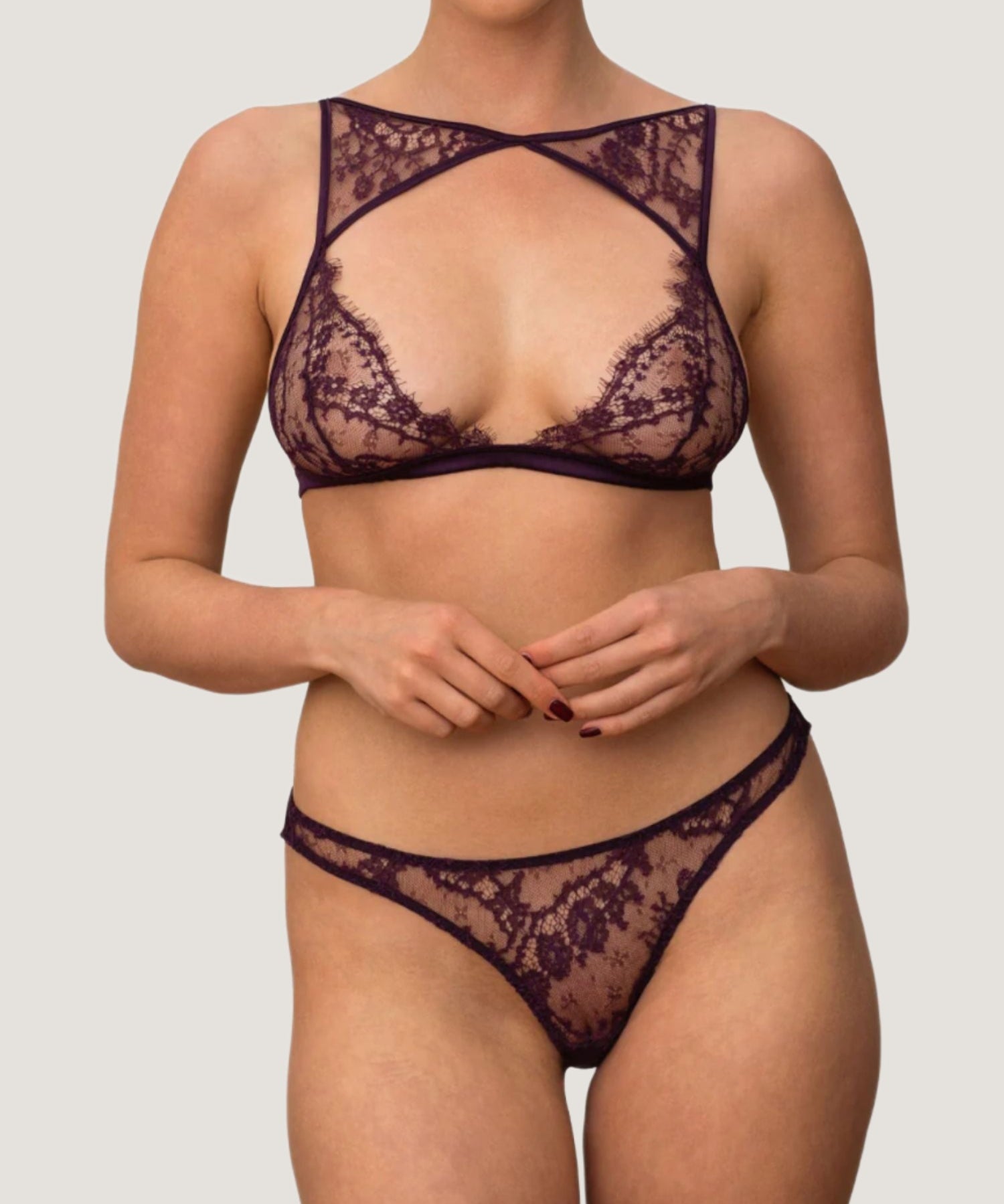 Coco de Mer Lunaria Skirt Thong (Amethyst) | Avec Amour Luxury Lingerie