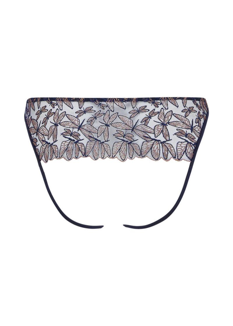 Coco de Mer Odonata Open Knicker (Midnight Blue) | Avec Amour Luxury Sexy Lingerie