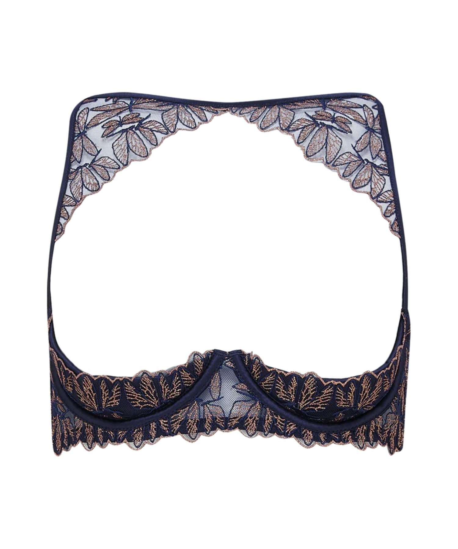Coco de Mer Odonata Quarter Cup Bra (Midnight Blue) | Avec Amour Luxury Sexy Lingerie
