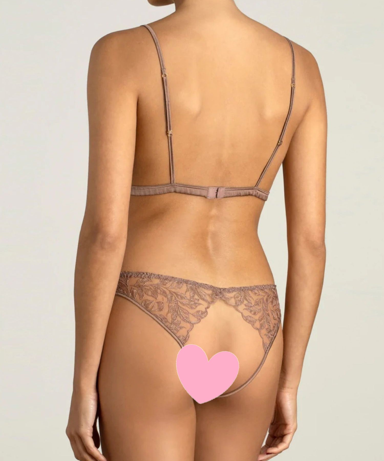 Coco de Mer Paeonia Triangle Open Bra - Taupe Lace - Cupless Bralette | Avec Amour Sexy Lingerie