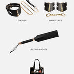 DOMINATE ME Bondage Gift Set (Large) | AVAM Molten Handcuff, AVAM Molten Choker, AVAM Leather Paddle