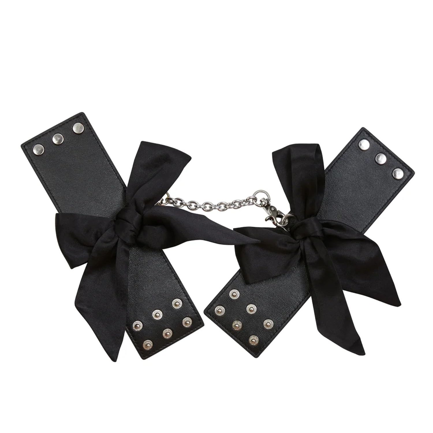 Fleur Du Mal Cuffs with Silk Bows (Black) | Avec Amour Lingerie