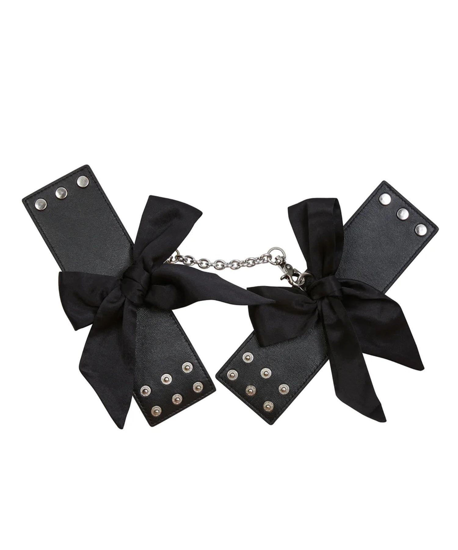 Fleur Du Mal Cuffs with Silk Bows (Black) | Avec Amour Lingerie