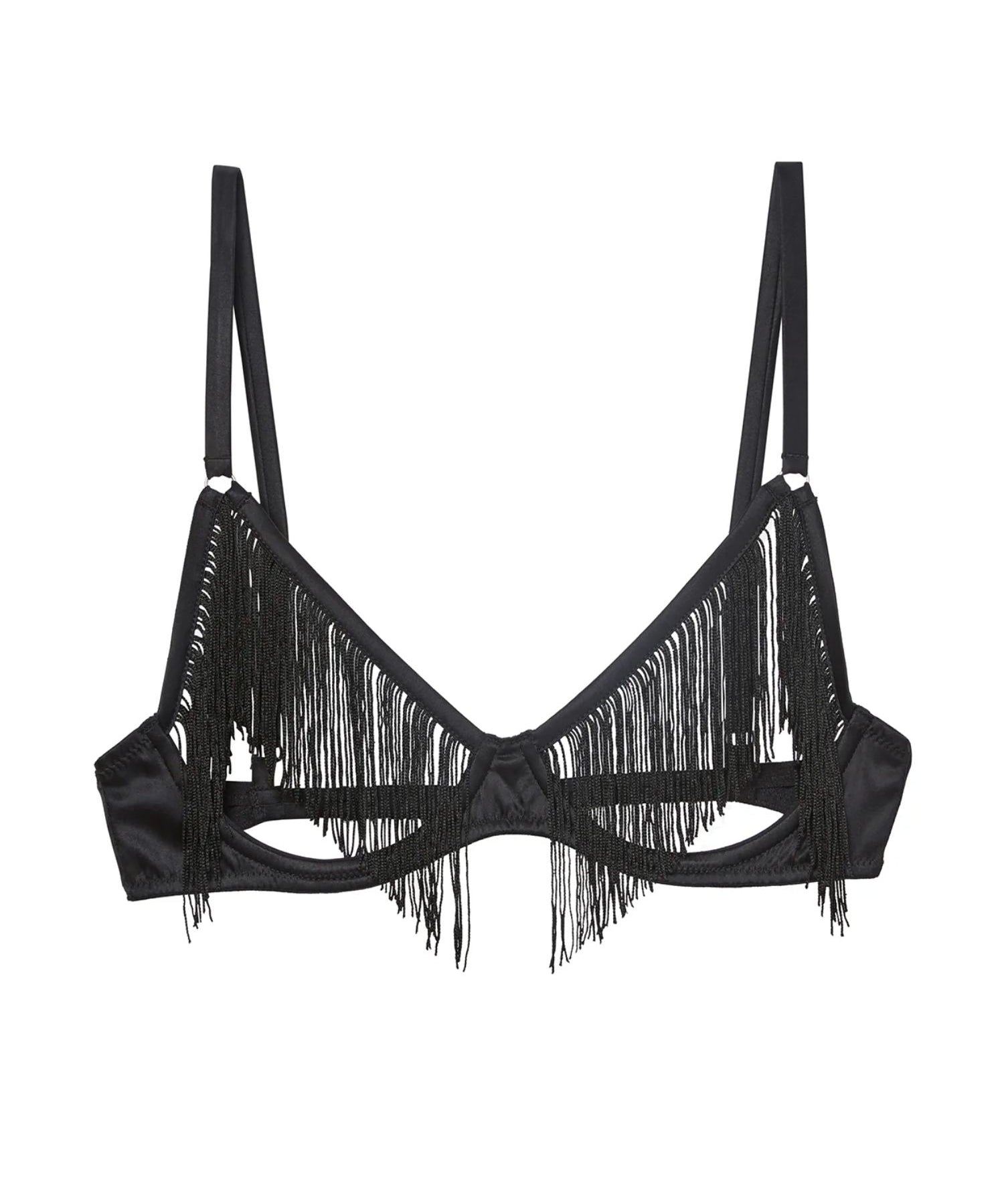 Fleur Du Mal Fringe Ouvert Bra (Black) | Avec Amour Lingerie