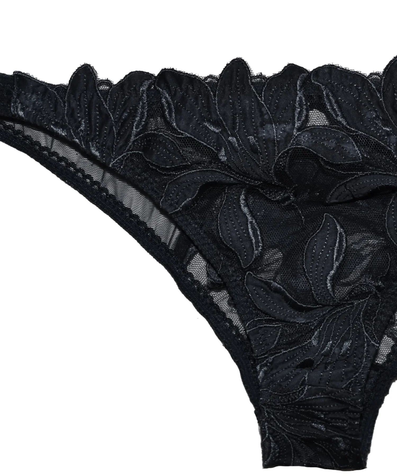 Fleur Du Mal Lily Lace Cheeky Brief (Black) | Avec Amour Lingerie
