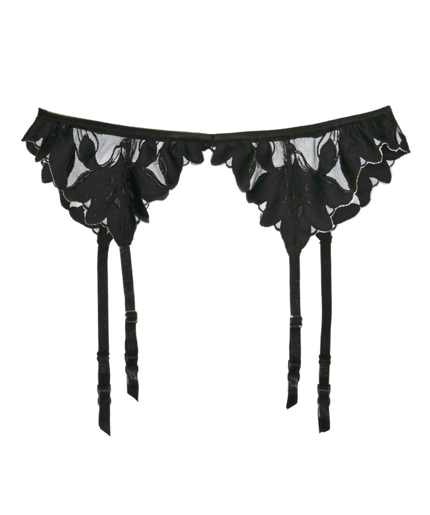 Fleur Du Mal Lily Lace Suspender Garter Belt (Black) | Avec Amour Lingerie
